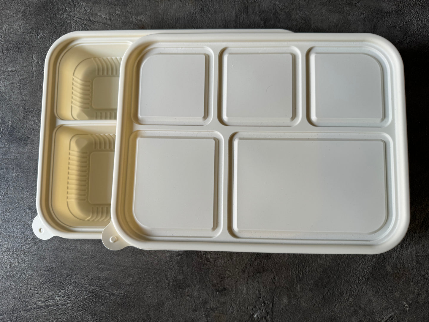 DHRUYU 5-Compartment Corn-Starch Tray | 100% Compostable & Eco-Friendly | Leak-Proof Design | Best Alternative to Plastic | Pack of 100