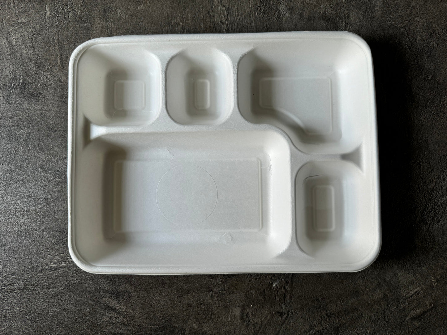 Dhruyu  5-Compartment Bagasse Tray | 100% Compostable & Eco-Friendly | Perfect for Meals & Snacks | Pack of 195