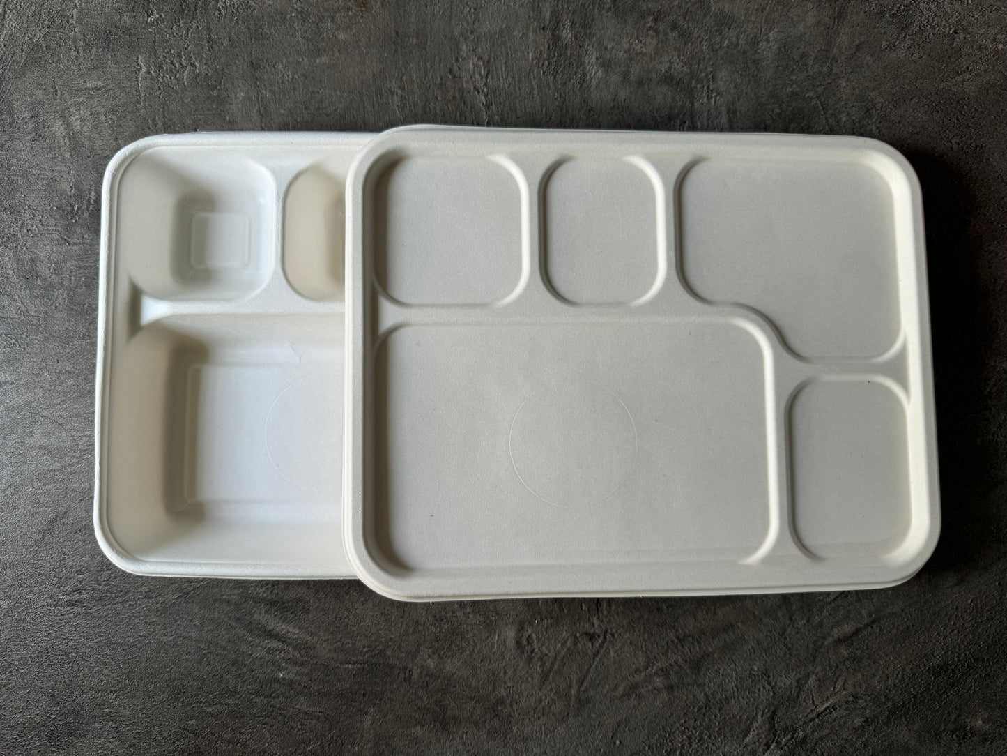 Dhruyu  5-Compartment Bagasse Tray | 100% Compostable & Eco-Friendly | Perfect for Meals & Snacks | Pack of 195